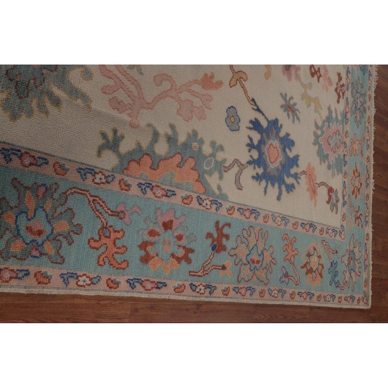 All-Over Oushak Area Rug Hand-Knotted Wool Carpet - 7'11"x 9'10"