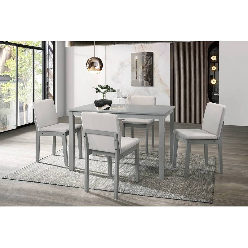 5 Pcs Dining Table Chair Set, Kitchen Dining Room Furniture Set with Rectangular Table and 4 Upholstered Chairs