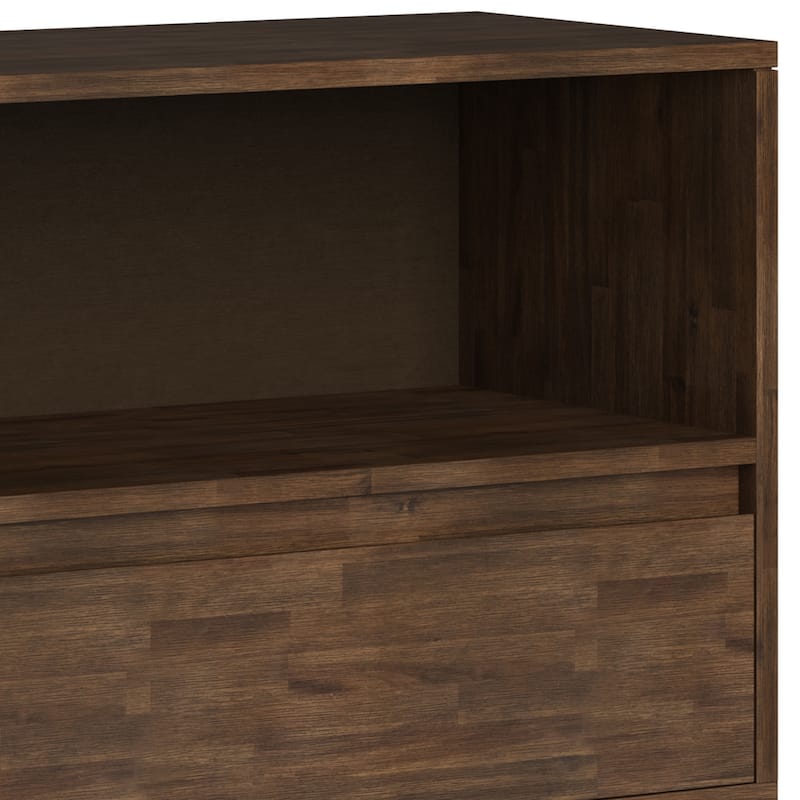 WYNDENHALL Saylor SOLID ACACIA WOOD and Metal 30x54 inch Rectangle Modern Industrial Low Bookcase in Rustic Natural Aged Brown