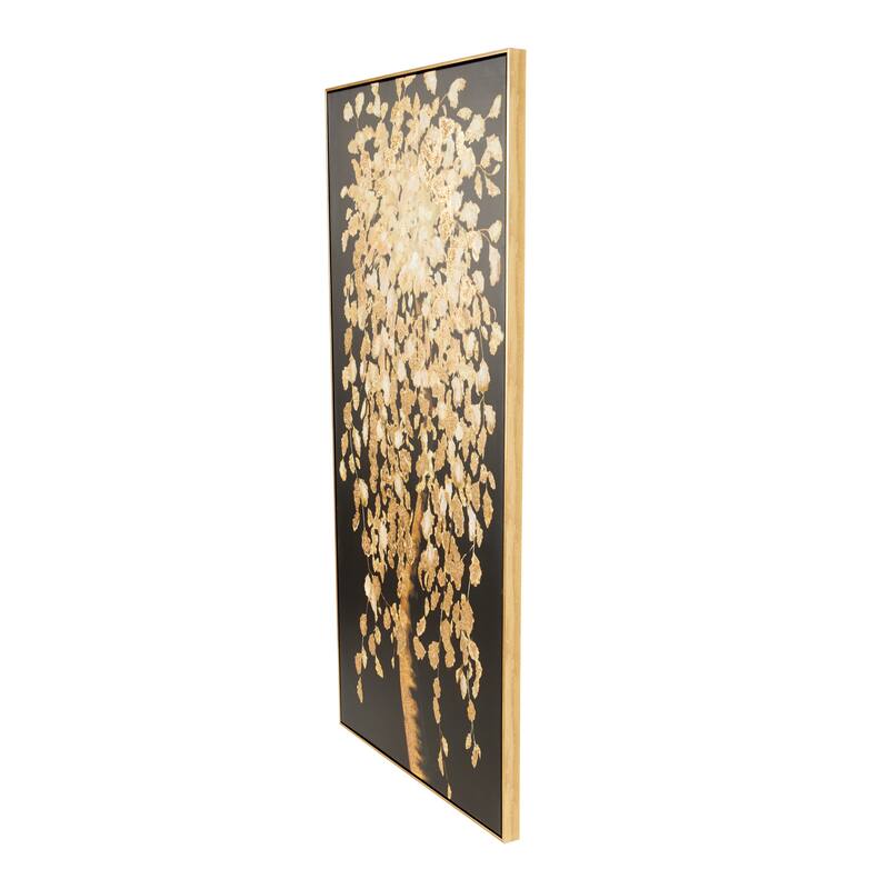 Polystone Tree Framed Wall Art with Gold Foil Accents - Black - Roche River Decor