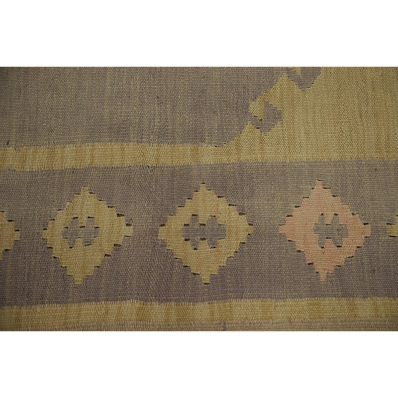 Hand Woven Oriental 100% Wool Carpet Southwestern Tribal Purples Kilim Area Rug - 9' 11'' X 6' 9''