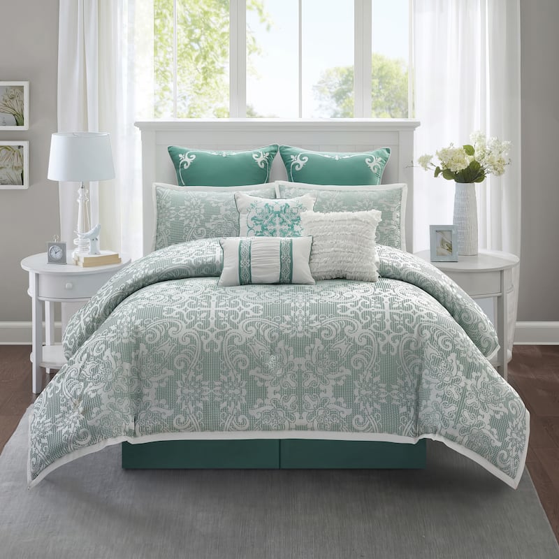 Nanshing Serena 9 Piece Transitional Medallion Comforter Set - King