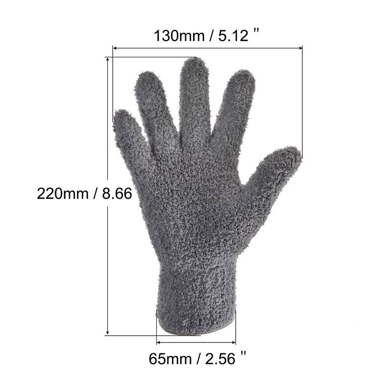 Dusting Cleaning Gloves Microfiber Mittens f Plant Blinds Lamp Window - Gray