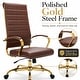 preview thumbnail 8 of 98, Benmar Ribbed Leather Executive High Back Office Chair with Gold Frame, Swivel, Tilt, Lumbar Support