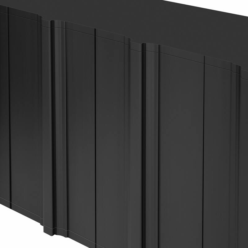 4-Door Sideboard Adorned with Linear Accents and Multi-Layered Pine Veneer Design Elements,Suitable for Living Rooms