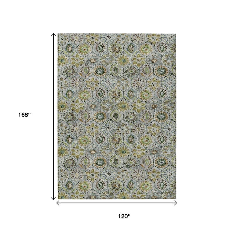 HomeRoots Floral Transitional Rectangle Outdoor Rug