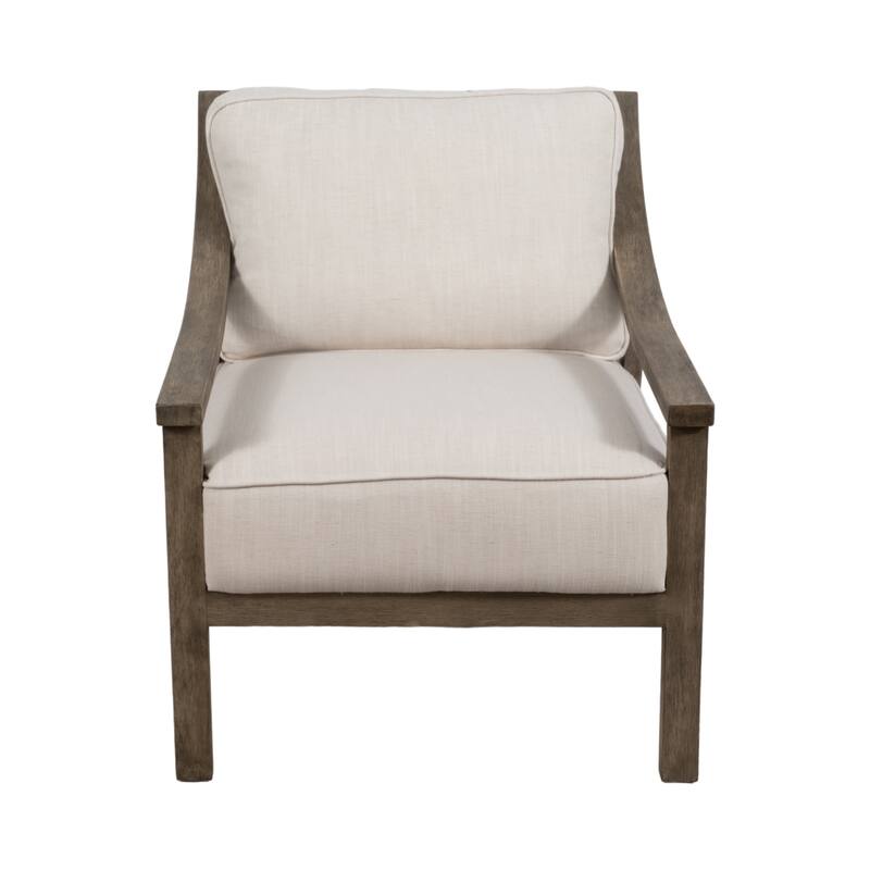 Accent Chair - Polyester with Wood Frame - Ivory, 33" - 33.0"