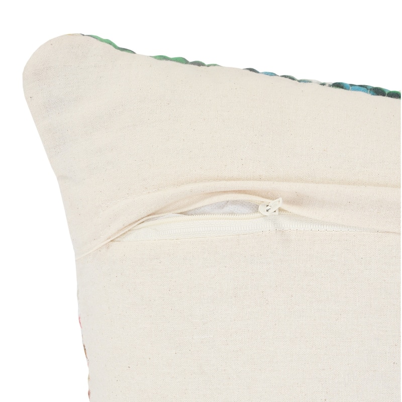 HomeRoots 20" X 20" White Red Green Blue Yellow And Orange 100% Cotton Geometric Zippered Pillow