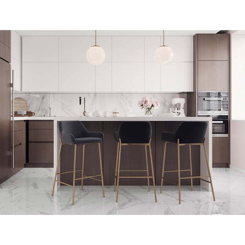 Silver Orchid Galotti Gold Fixed-Height Upholstered Bar Stool - Set of 2