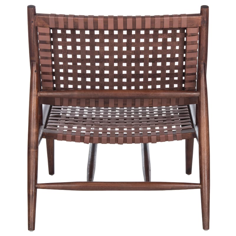 SAFAVIEH Soleil Squared Leather Woven Accent Chair - 26" W x 31.5" L x 30.7" H