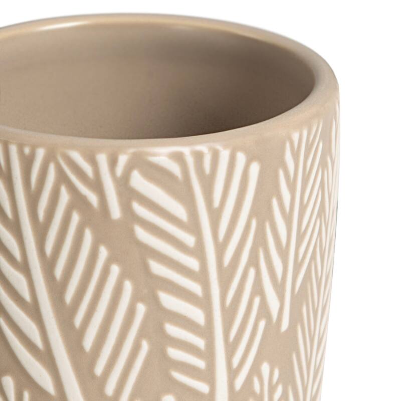 Embossed Leaf Tumbler - Taupe / White