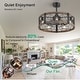 preview thumbnail 104 of 105, Caged Ceiling Fan with Light and Remote, 11.8–28 Inch Low Profile Fandelier, 6-Speed Quiet DC Motor, Black/Satin Nickel
