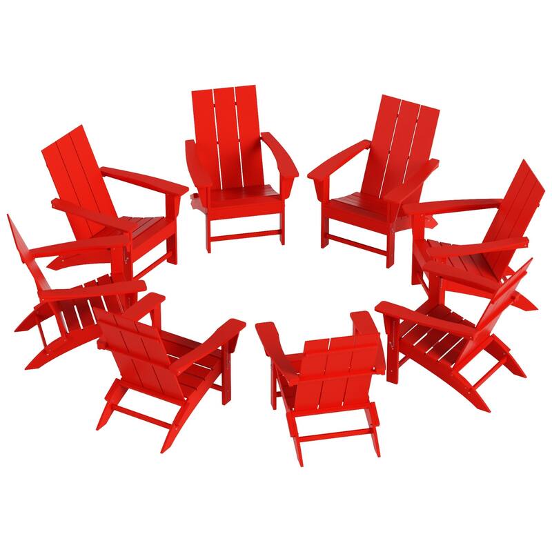 Shoreside Modern Poly Folding Eco-Friendly All Weather Adirondack Chair (Set of 8)