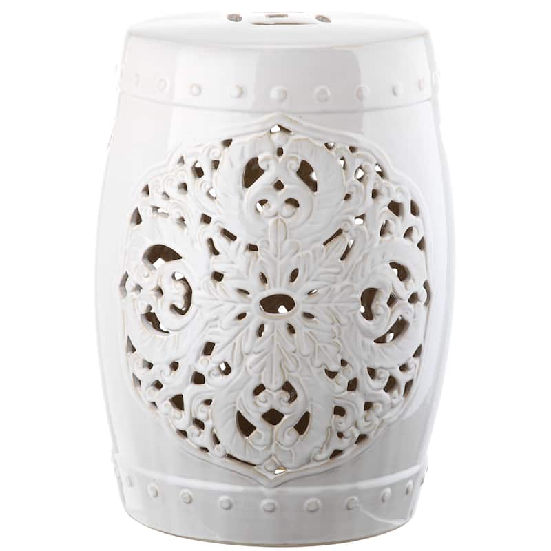 SAFAVIEH Sharareh Antique White Ceramic Decorative Garden Stool - Antique White