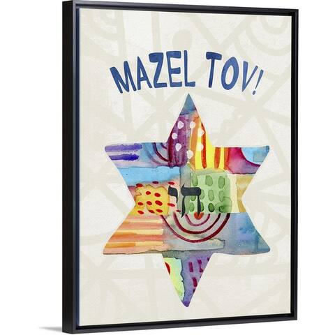"Mazel Tov Star" Black Float Frame Canvas Art