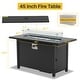 preview thumbnail 7 of 5, Outdoor 50000 BTU Rectangular 45” Propane Fire Pit Table with Glass Wind Guard for Patio, Deck, Backyard, Black - N/A