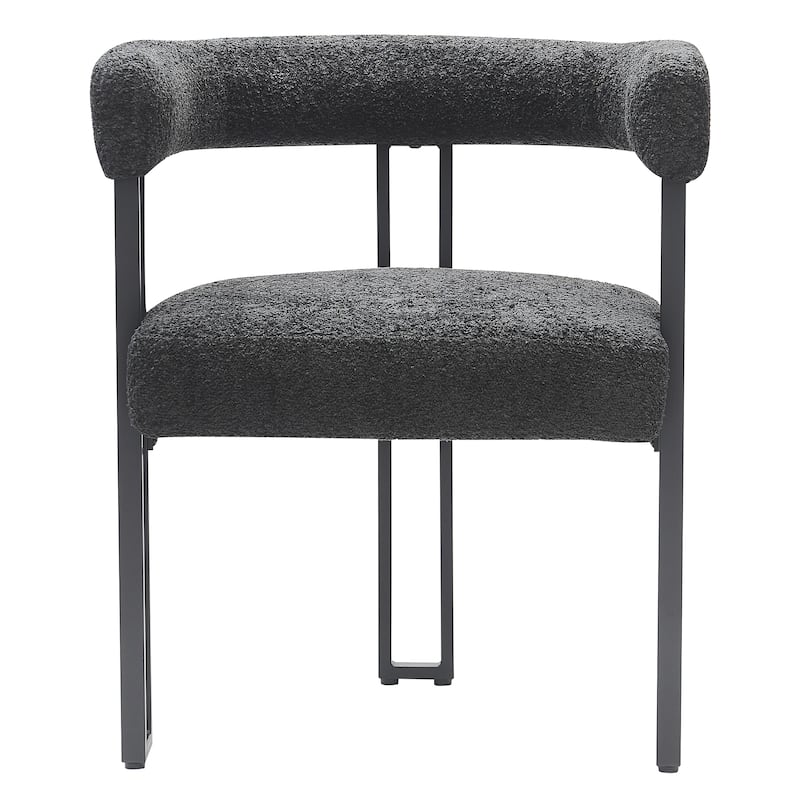 Contemporary Boucle Fabric Dining Chair, Set of 2