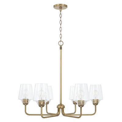 Miller 30" 6-light Chandelier w/ Clear Ribbed Glass
