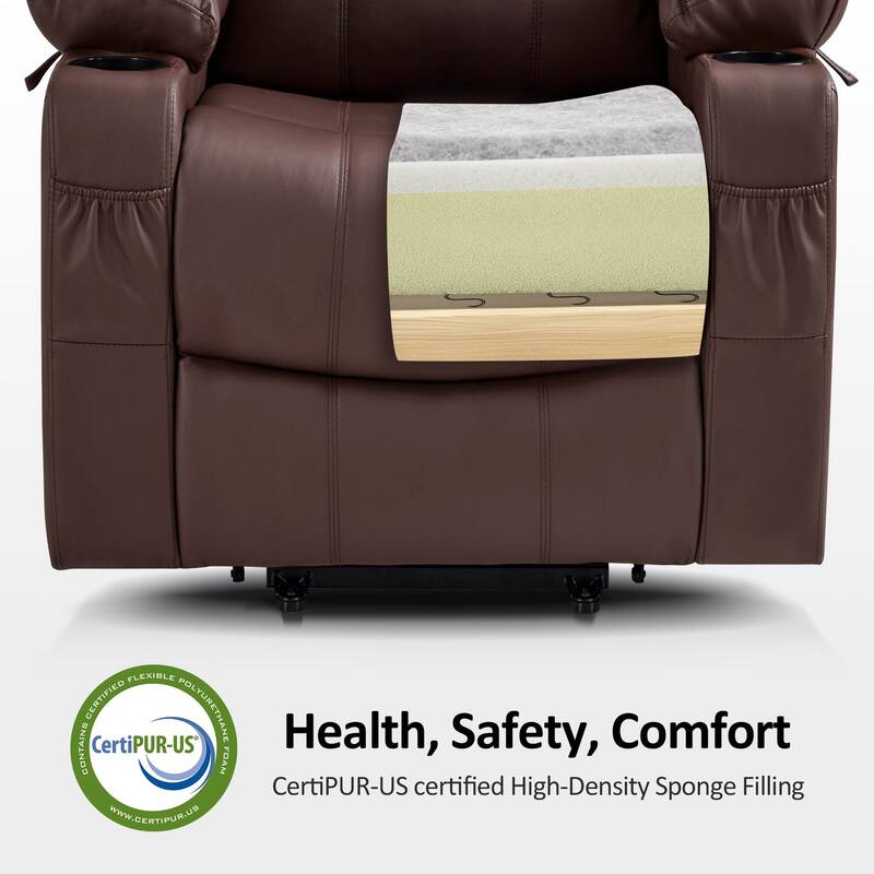 MCombo Small Power Lift Recliner Chair with Massage and Heat for Elderly, 3 Positions and USB Ports Faux leather 7141