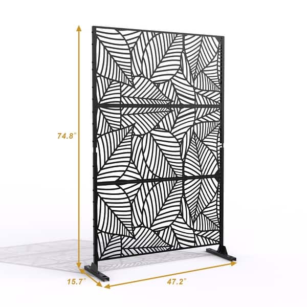 dimension image slide 17 of 33, Outdoor Privacy Screen with Stand for Patio Garden Metal Fence