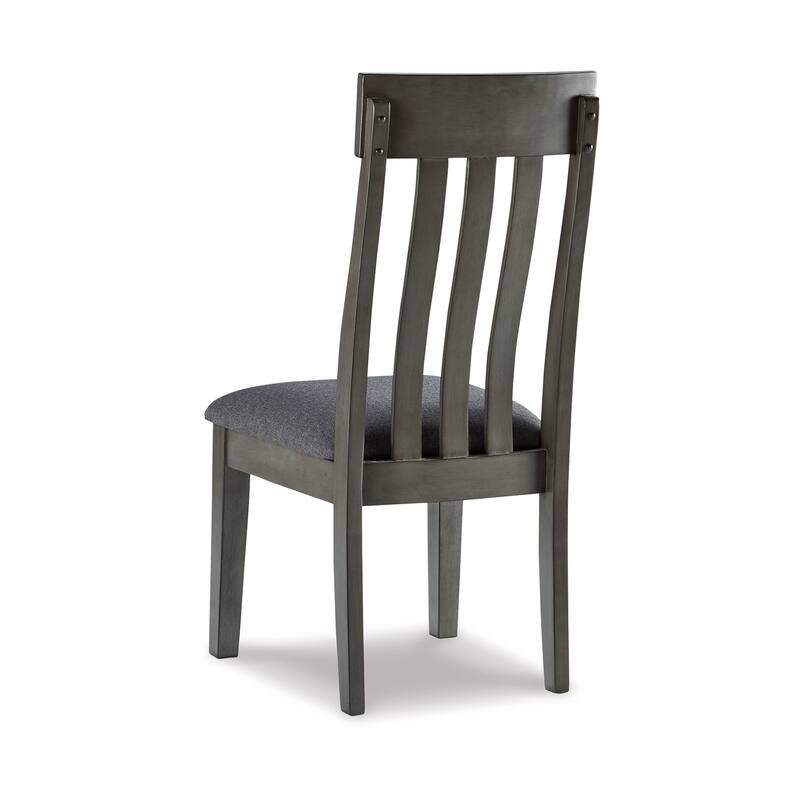 Haly Dining Side Chair Set of 2, Solid Wood Gray Frame, Fabric Seat