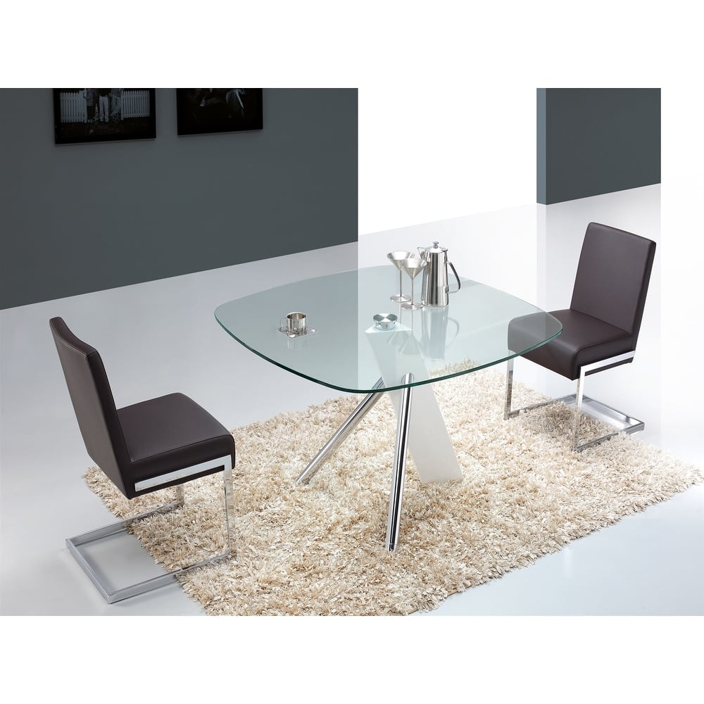 Casabianca Home Fontana Set of 2 Dining Chair in White PU Leather