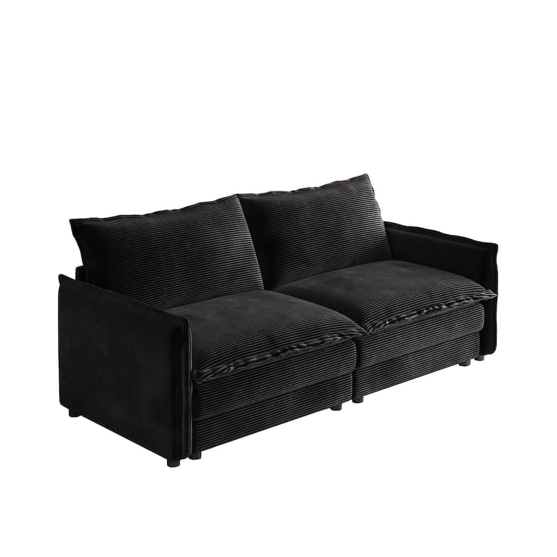 75" Corduroy 2-Seater Sofa Deep Seat with Sofa with 2 Pillow for Living Room