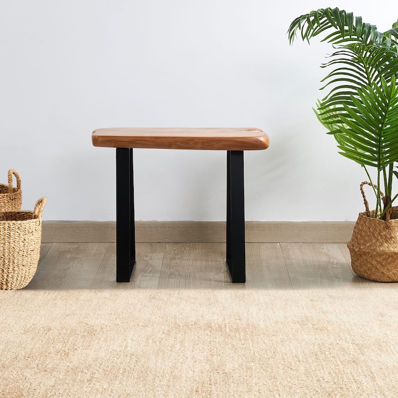 Cedar Root Live Edge Natural Stool with 2 Flat Iron Table Legs - 20" x 12"x 17.6"