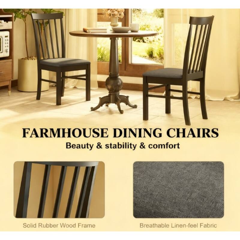 Modern Upholstered Dining Chairs Set of 2, with Rubber Wood Frame