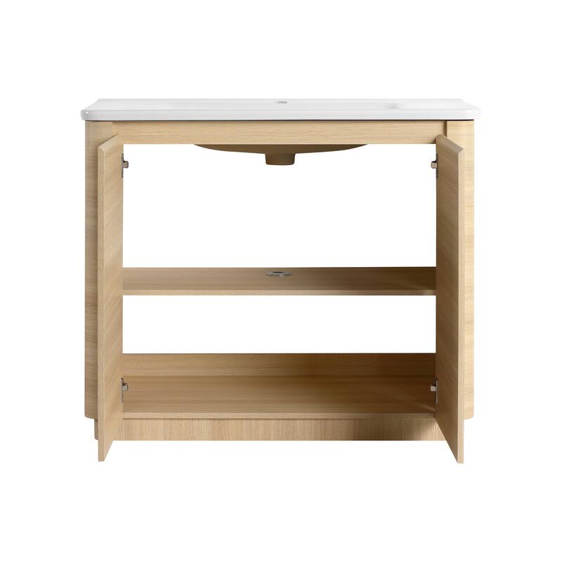 Bathroom Vanity With Sink In 36/40/48/52/60/64/84/92 Inch, Freestanding Bathroom Vanity With Doors and Adjustable Shelf