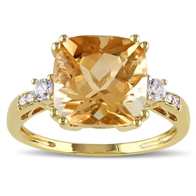 Miadora 10k Yellow Gold Citrine, Sapphire, and Diamond Accent Ring