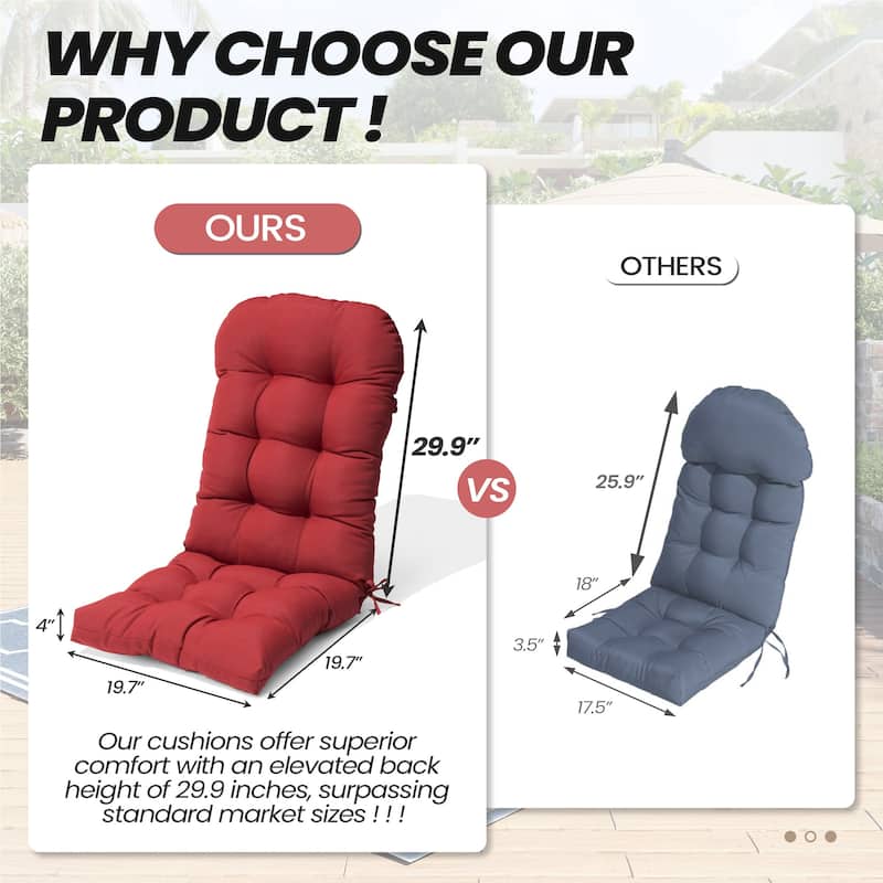 Adirondack Style Patio Outdoor Chair Cushion for Adirondack Chair or Lounge Rocking Chair - See picture