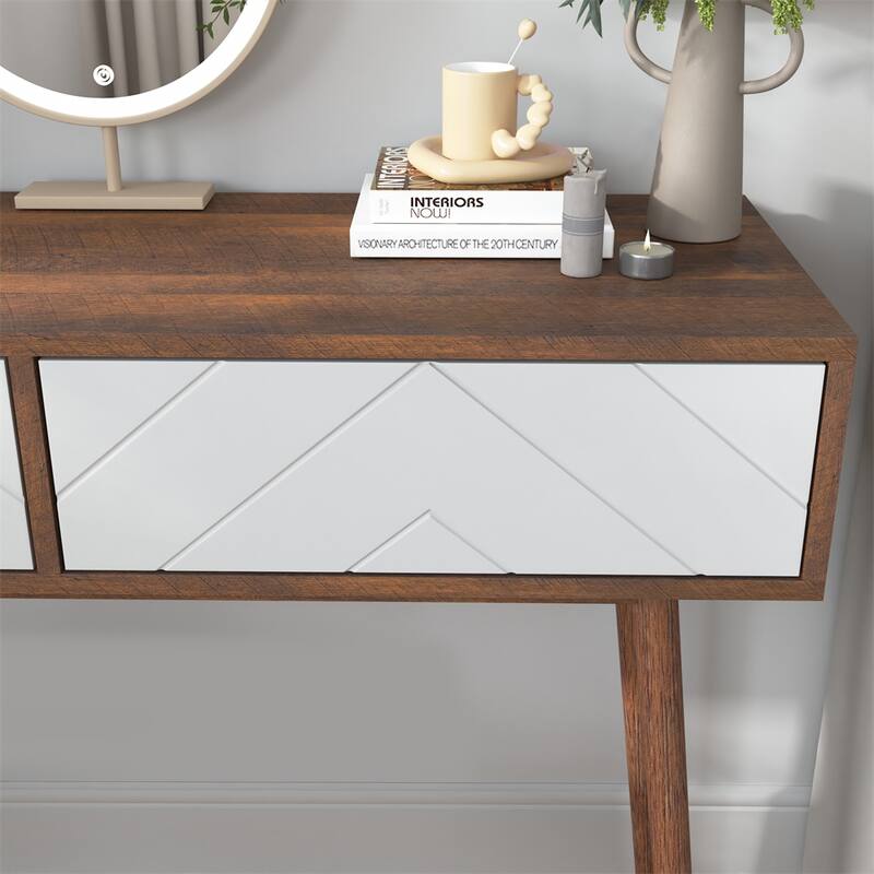 Console Table with Storage Space and Wood Legs