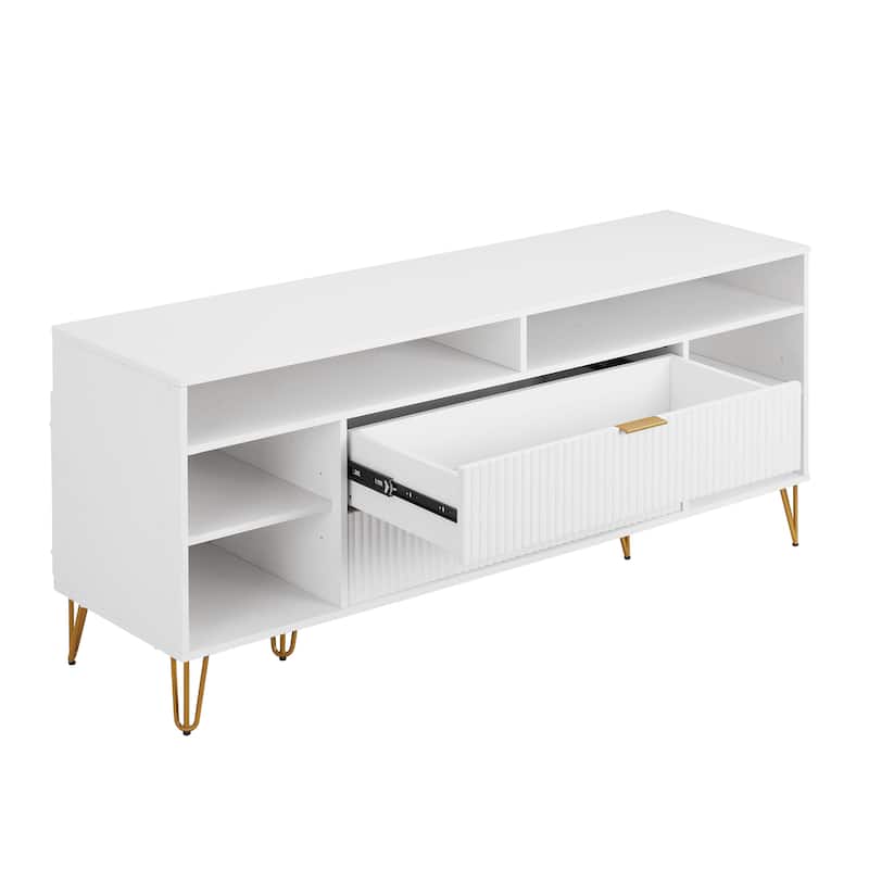 Manhattan Comfort Dumbo Mid-Century Modern TV Stand with 6 Shelves