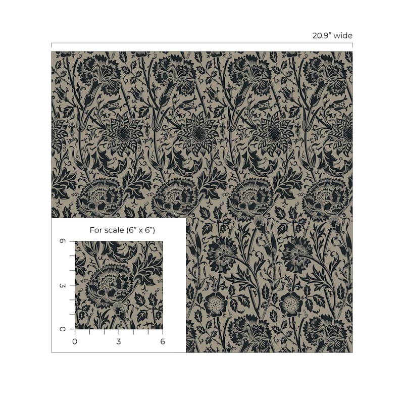 Seabrook Designs Tonal Floral Trail Nonwoven Unpasted Wallpaper
