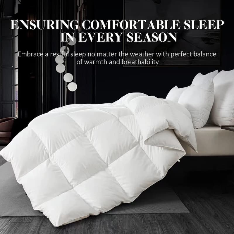 Puffy Feather Comforter Full with Feather Down Filling, All Season