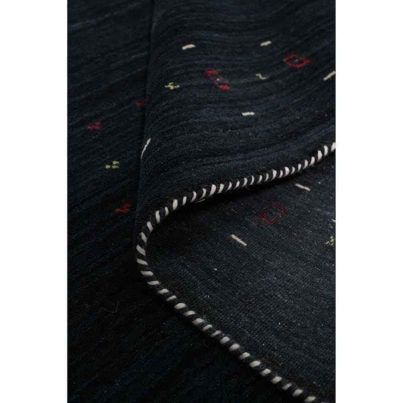 Hand Knotted Oriental 100% Wool Carpet Tribal Animal Pictorial Navy Blue & Blues Gabbeh Area Rug - 8' 0'' X 5' 7''
