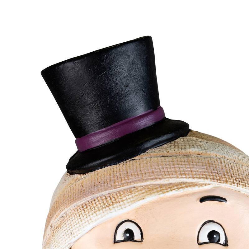 Mummy in Top Hat Holding Jack-O-Lantern Candy Dish Halloween Decoration - 23"