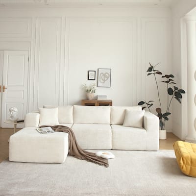 Modern L Shape Sectional Sofa with Reversible Chaise Cushions for Living Room and Guest Room Left , No Assembly