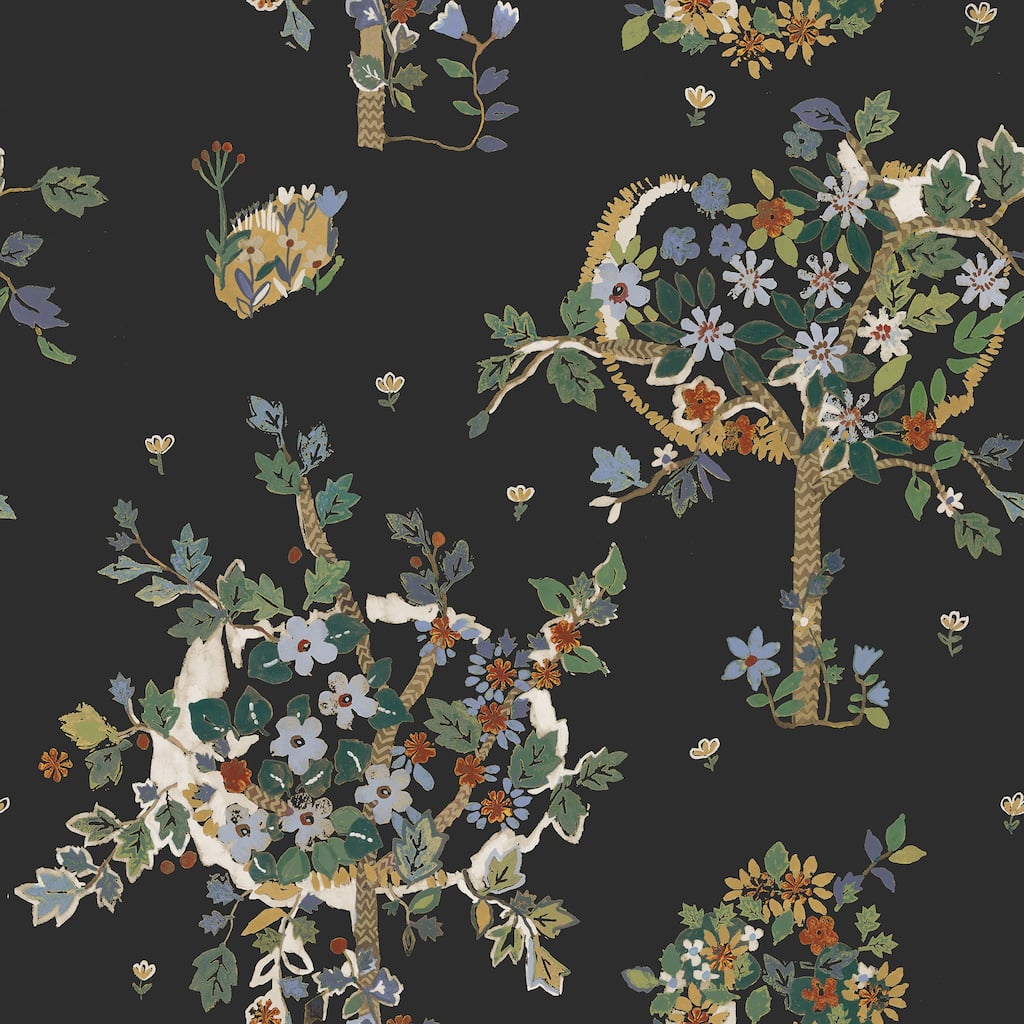 RoomMates Black Flowering Peace Tree Peel and Stick Wallpaper