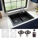preview thumbnail 2 of 60, Karran 33" Top Mount Large/Small Bowl Quartz Kitchen Sink Kit - 33" x 22" x 9"