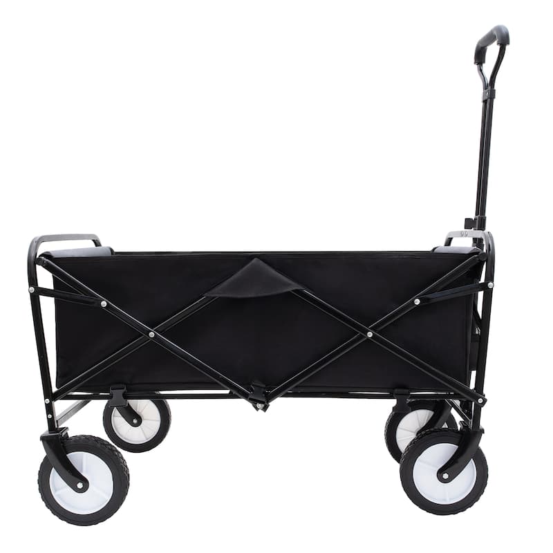 Foldable Wagon Cart with Straps & All-Terrain Wheels, 360lb Capacity - Black