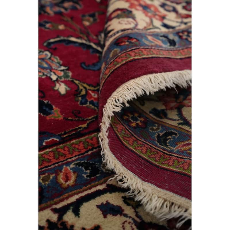 Hand Knotted Oriental 100% Wool Carpet Traditional Floral Pink Tabriz Area Rug - 10' 5'' X 7' 0''
