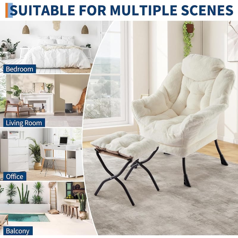 Lazy Chair with Ottoman, Modern Lounge Accent Chair, Leisure Sofa Armchair with Footrest