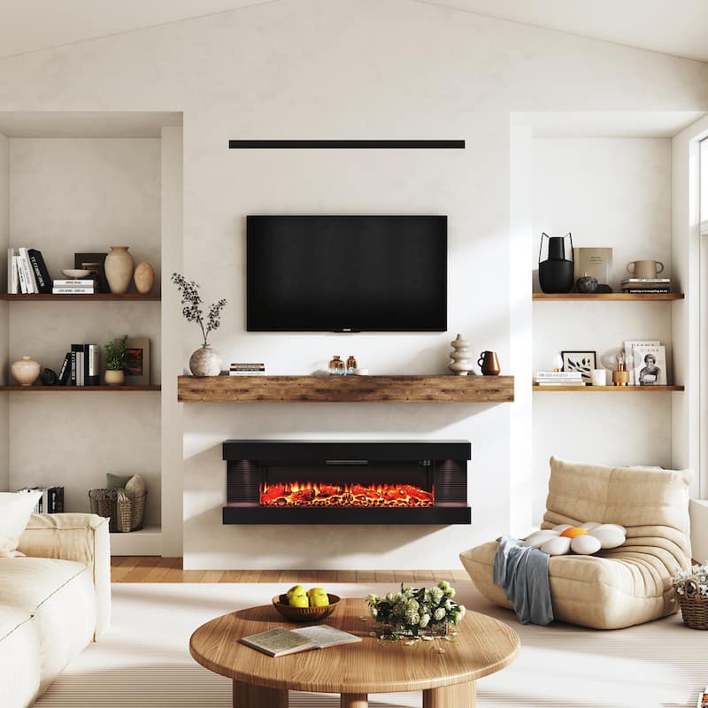 3-Sided Electric Fireplace, Wall Mounted LED Electric Fireplace