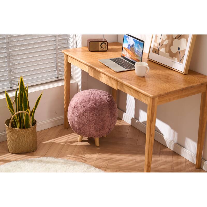 Contemporary Upholstered Vanity Chair Ottoman