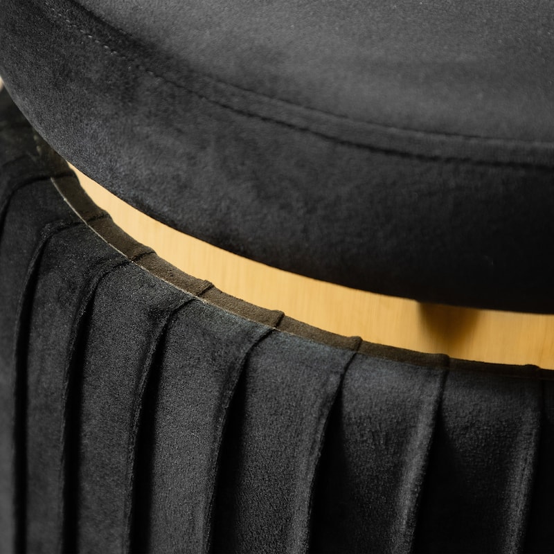 Furniture of America Raphael Modern 15-inch Upholstered Ottoman with Gold Trim