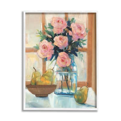 Stupell Fresh Pink Roses & Fruit Kitchen Window Scene Framed Wall Art, Design by Tim OToole