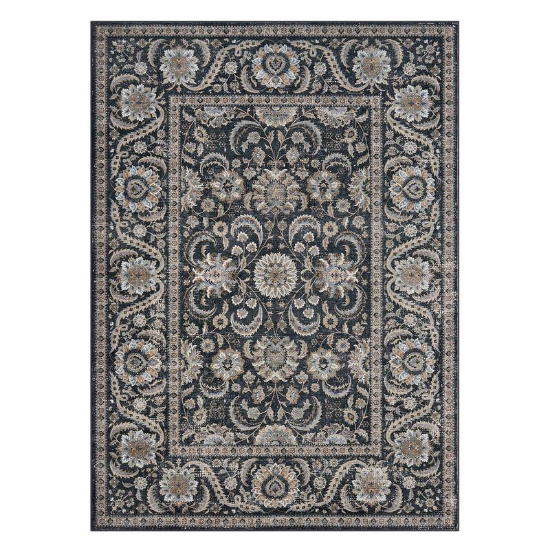 Washable Area Rugs for Living Room Stain Resistant Carpet Vintage Rugs Bedroom Low Pile Non Slip Accent Carpet