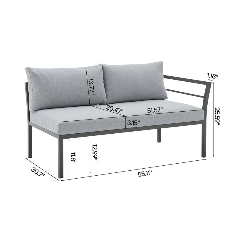 Manhattan Comfort Sunnyside Modern Corner Patio Conversation Set